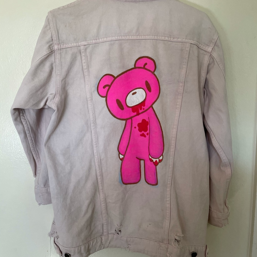 Distressed hand painted denim jacket